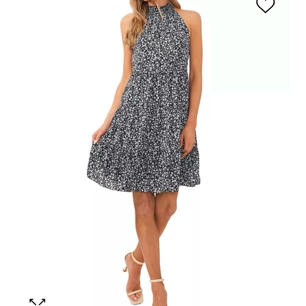 CeCe Women's Sleeveless Ruffled Halter Floral Print Dress, Size Small